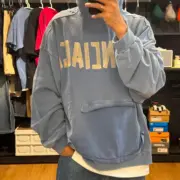 【現貨】巴黎 BLC 24FW 秀款 膠帶 繃帶logo 水洗做舊 破壞 帽T連帽衛衣帽衫 藍灰：圖片 5