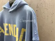 【現貨】巴黎 BLC 24FW 秀款 膠帶 繃帶logo 水洗做舊 破壞 帽T連帽衛衣帽衫 藍灰：圖片 10