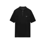 【現貨】【全套包裝】PRA 25SS KF三角標logo 拉鍊Polo衫短袖T恤 黑色