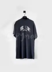 巴黎 BLC 23SS Be kind 補丁刺繡做舊破壞 logo字母 水洗 短袖T恤 水洗藍黑：圖片 12