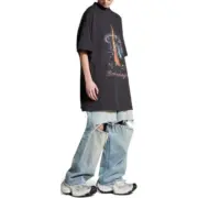 巴黎 BLC 24SS TOKYO 東京銀座限定 鐵塔小破壞 短袖T恤 黑色/灰白：圖片 6