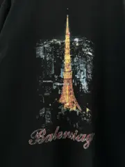 巴黎 BLC 24SS TOKYO 東京銀座限定 鐵塔小破壞 短袖T恤 黑色/灰白：圖片 18