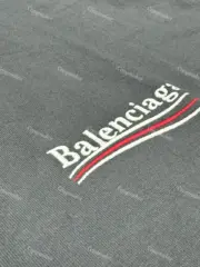 巴黎 BLC 21FW Political Campaign 可樂刺繡 波浪 短袖T恤 深灰：圖片 4