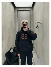 【現貨】巴黎 BLC 23SS 雙B 比特幣 泥染水洗作舊破壞 帽T連帽衛衣帽衫：圖片 4