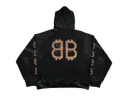 【現貨】巴黎 BLC 23SS 雙B 比特幣 泥染水洗作舊破壞 帽T連帽衛衣帽衫：圖片 6