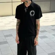 【預售】【過驗】Chrome Hearts 25SS 馬蹄梵文 925純銀扣 Polo衫短袖T恤 CH克羅心 黑色：圖片 2