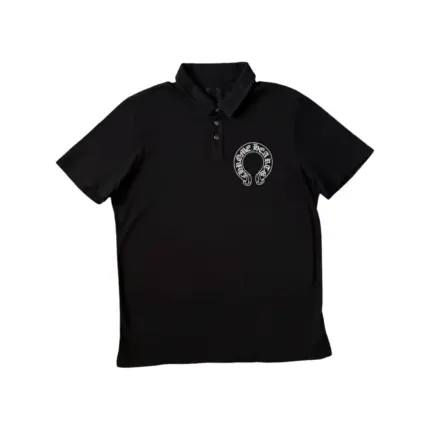 【預售】【過驗】Chrome Hearts 25SS 馬蹄梵文 925純銀扣 Polo衫短袖T恤 CH克羅心 黑色