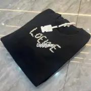 【預售】LOWE 24FW 不規則毛線刺繡logo 圓領衛衣大學T長袖 黑色：圖片 6