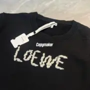 【預售】LOWE 24FW 不規則毛線刺繡logo 圓領衛衣大學T長袖 黑色：圖片 8