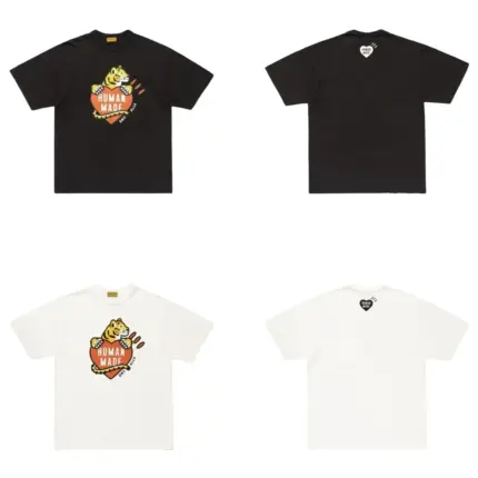 【預售】Human Made 25ss  胸前老虎愛心印花 竹節棉 圓筒短袖T恤 黑/白