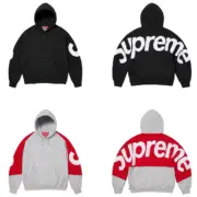 【預售】SUP FW25 Big Logo 拚色後背大logo 連帽衛衣帽T帽衫 黑/灰：圖片 2