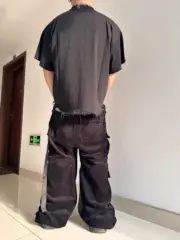 巴黎 BLC 24SS 水洗糜爛流蘇下擺破壞 雙環刺繡logo 短袖T恤 小領口BOXY短寬版型：圖片 6