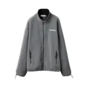 M1U M1U 24SS 繆繆 字母Logo刺繡 搖粒絨 立領夾克外套 灰色
