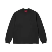 【預售】 SUP 24FW Small Tee 小標刺繡logo 簡約素色 長袖T恤薄衛衣 黑色/白色
