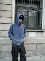 FARFROMWHAT 23SS 素色水洗做舊 連帽外套連帽衛衣夾克 Far Archive：圖片 7