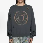 【預售】Acne Studios 24FW 水洗做舊破壞 大logo 圓領衛衣長袖T恤毛衣 黑色/白色：圖片 2