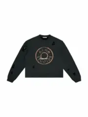 【預售】Acne Studios 24FW 水洗做舊破壞 大logo 圓領衛衣長袖T恤毛衣 黑色/白色：圖片 5
