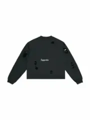 【預售】Acne Studios 24FW 水洗做舊破壞 大logo 圓領衛衣長袖T恤毛衣 黑色/白色：圖片 6