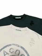 【預售】Acne Studios 24FW 水洗做舊破壞 大logo 圓領衛衣長袖T恤毛衣 黑色/白色：圖片 8