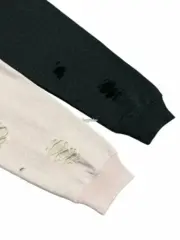 【預售】Acne Studios 24FW 水洗做舊破壞 大logo 圓領衛衣長袖T恤毛衣 黑色/白色：圖片 11