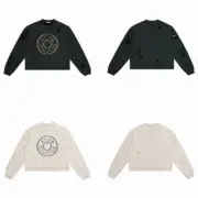 【預售】Acne Studios 24FW 水洗做舊破壞 大logo 圓領衛衣長袖T恤毛衣 黑色/白色