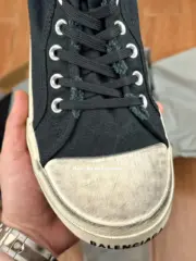 【現貨】『福利回饋』BLC Paris 破洞 做舊 高筒帆布鞋 休閒鞋 黑色：圖片 5