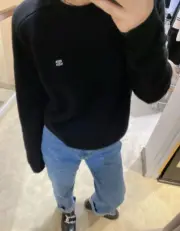 CELIN 22FW 素色小logo刺繡 圓領毛衣衛衣大學T長袖 針織：圖片 5