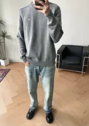 CELIN 22FW 素色小logo刺繡 圓領毛衣衛衣大學T長袖 針織：圖片 7