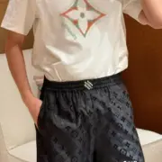 【現貨】1V 25SS 暗紋老花字母logo 滿版 暗黑 短褲休閒褲褲子 黑色：圖片 2