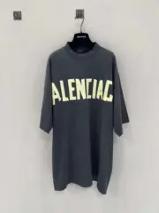 巴黎 BLC 23SS 秀款 膠帶 繃帶logo 水洗做舊 破壞 短袖T恤 藍黑色：圖片 6