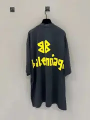 巴黎 BLC 23SS 秀款 膠帶 繃帶logo 水洗做舊 破壞 短袖T恤 藍黑色：圖片 7