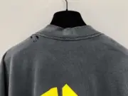 巴黎 BLC 23SS 秀款 膠帶 繃帶logo 水洗做舊 破壞 短袖T恤 藍黑色：圖片 9