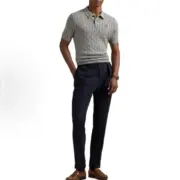 【現貨】Ra1ph Lauren Polo 小馬刺繡 麻花針織老錢風 polo衫短袖T恤 黑色/灰色：圖片 6