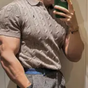 【現貨】Ra1ph Lauren Polo 小馬刺繡 麻花針織老錢風 polo衫短袖T恤 黑色/灰色：圖片 8