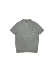 【現貨】Ra1ph Lauren Polo 小馬刺繡 麻花針織老錢風 polo衫短袖T恤 黑色/灰色：圖片 12