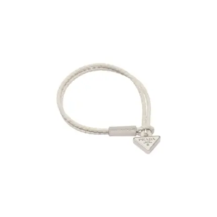 【預售】【新年福利】【過驗】PRA 三角標 Nappa小羊皮 手鏈手環手繩 經典款 黑色/米白