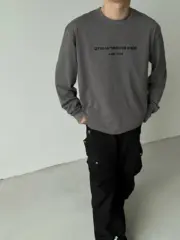 Alexander Wang 24FW 發泡閃粉印花 簡約圓領長袖T恤 水洗花崗岩色：圖片 5