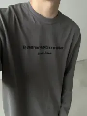 Alexander Wang 24FW 發泡閃粉印花 簡約圓領長袖T恤 水洗花崗岩色：圖片 6