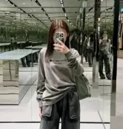 Alexander Wang 24FW 發泡閃粉印花 簡約圓領長袖T恤 水洗花崗岩色：圖片 8