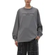 Alexander Wang 24FW 發泡閃粉印花 簡約圓領長袖T恤 水洗花崗岩色：圖片 3