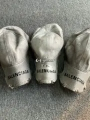 巴黎 BLC 24SS 破壞做舊水洗泥染螺絲刺繡logo 棒球帽老帽鴨舌帽帽子 黑灰色：圖片 2