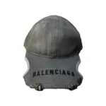 巴黎 BLC 24SS 破壞做舊水洗泥染螺絲刺繡logo 棒球帽老帽鴨舌帽帽子 黑灰色