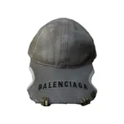 巴黎 BLC 24SS 破壞做舊水洗泥染螺絲刺繡logo 棒球帽老帽鴨舌帽帽子 黑灰色