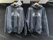 巴黎 BLC 23FW Be kind 補丁刺繡做舊破壞 logo字母 帽T連帽衛衣 水洗藍黑 柏林限定：圖片 6