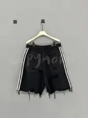 巴黎 BLC x AD 聯名 23SS條紋 破壞破洞流蘇 牛仔短褲 牛仔褲 休閒褲：圖片 7