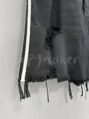 巴黎 BLC x AD 聯名 23SS條紋 破壞破洞流蘇 牛仔短褲 牛仔褲 休閒褲：圖片 10