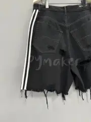 巴黎 BLC x AD 聯名 23SS條紋 破壞破洞流蘇 牛仔短褲 牛仔褲 休閒褲：圖片 11