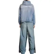 巴黎 BLC 23FW 經典logo 水洗做舊褪色 漸變漸層霧霾藍 帽T連帽衛衣帽衫：圖片 6