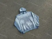 巴黎 BLC 23FW 經典logo 水洗做舊褪色 漸變漸層霧霾藍 帽T連帽衛衣帽衫：圖片 7