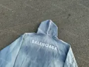 巴黎 BLC 23FW 經典logo 水洗做舊褪色 漸變漸層霧霾藍 帽T連帽衛衣帽衫：圖片 11